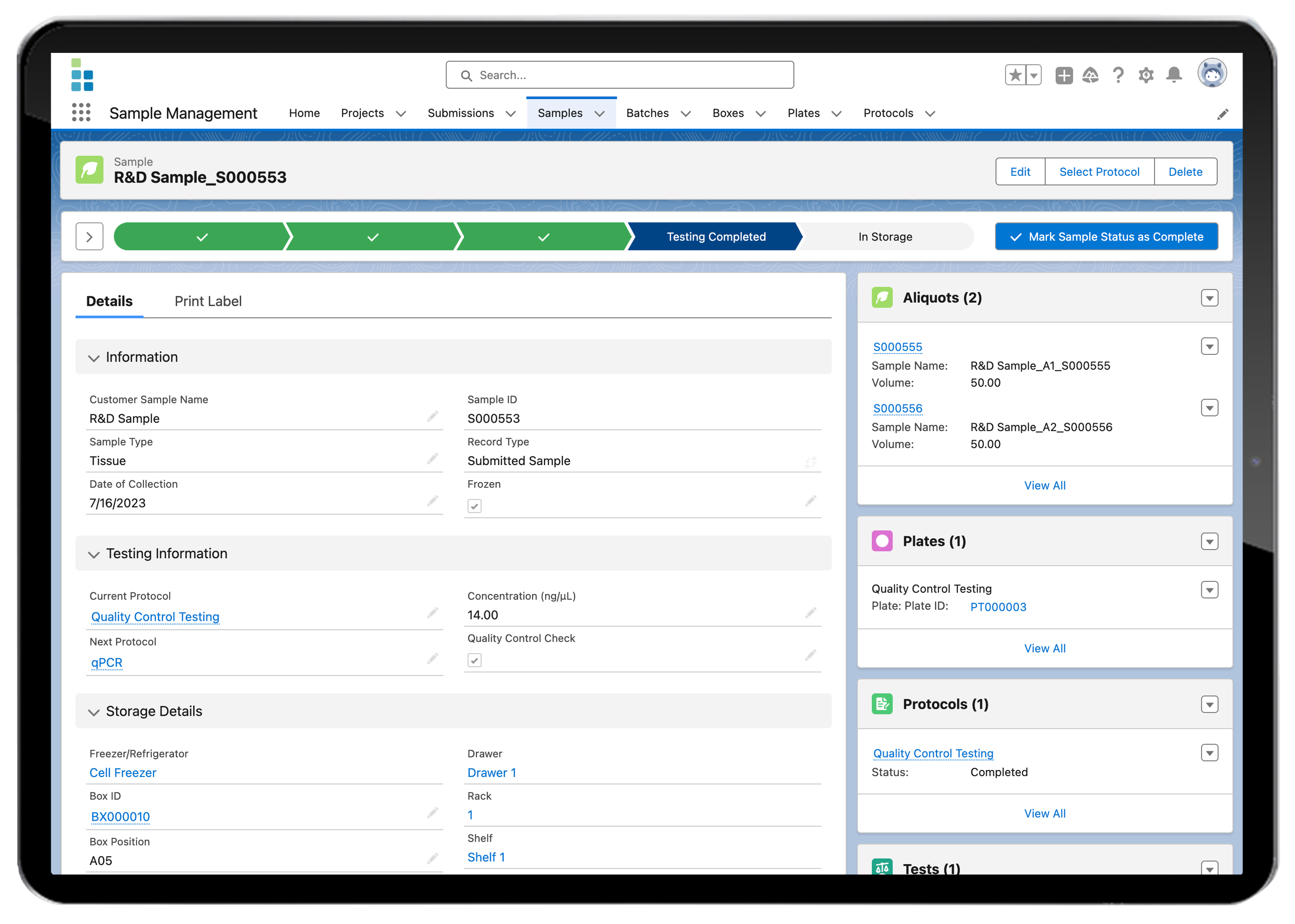 screenshot of Lockbox LIMS